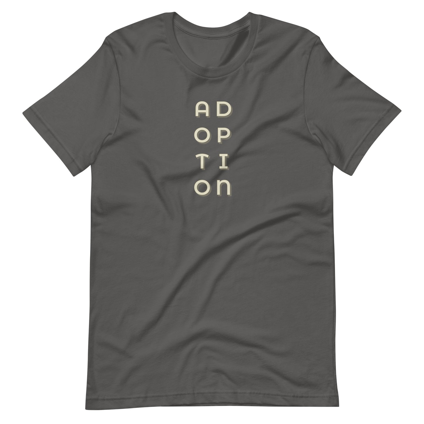 ADOPTION - vertical graphic on Unisex t-shirt - Adoption Stuff Store, Asphalt / S, T-shirt