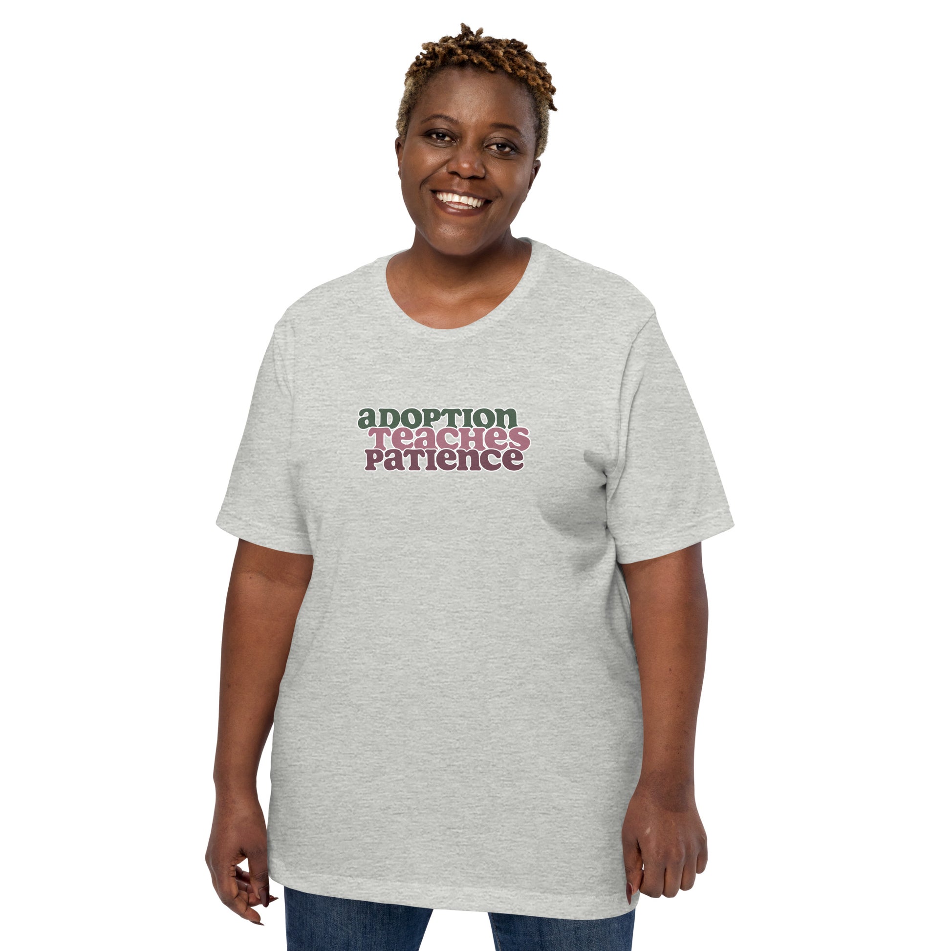 Adoption Teaches Patience - retro design on Unisex t-shirt - Adoption Stuff Store