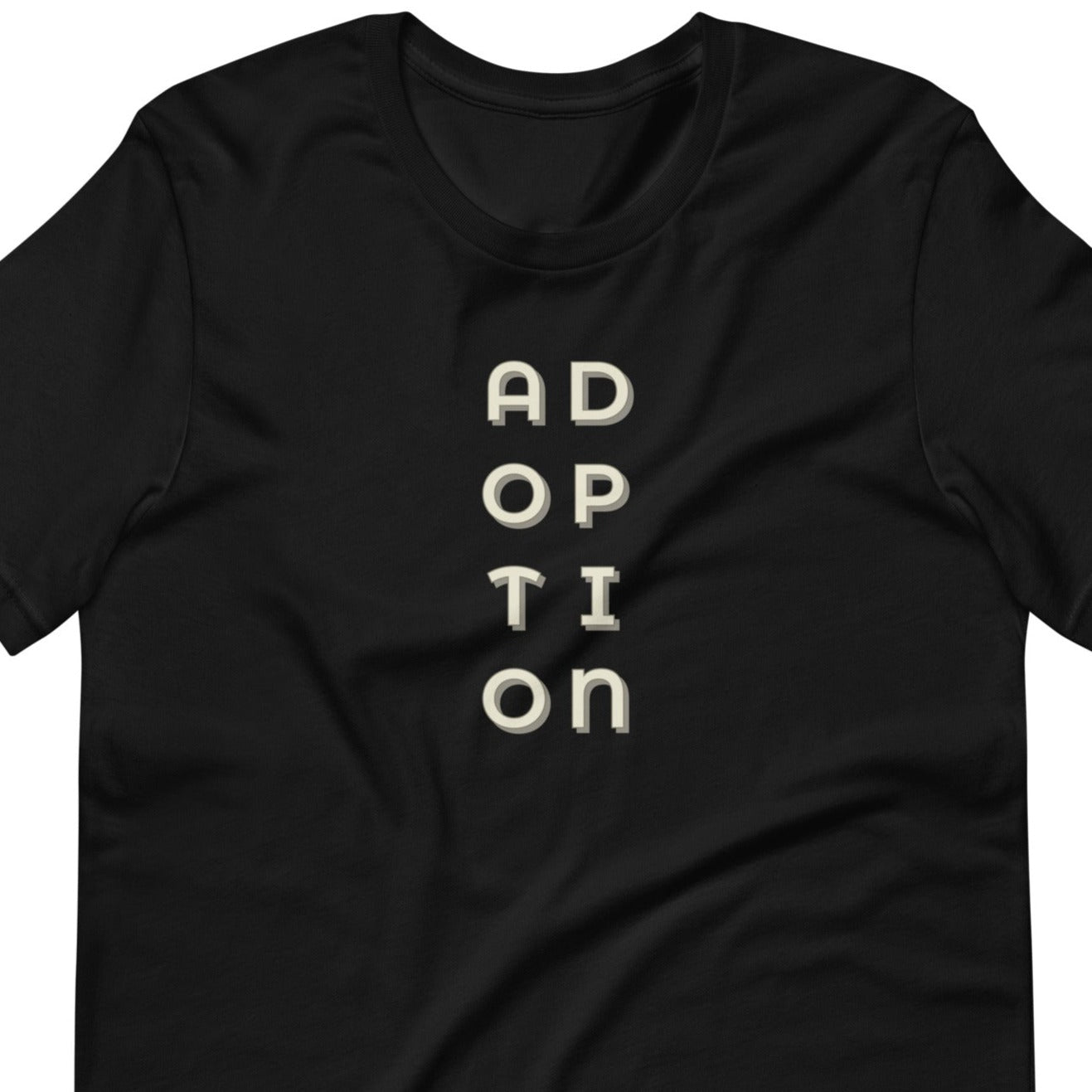 ADOPTION - vertical graphic on Unisex t-shirt - Adoption Stuff Store, Black / XS, T-shirt