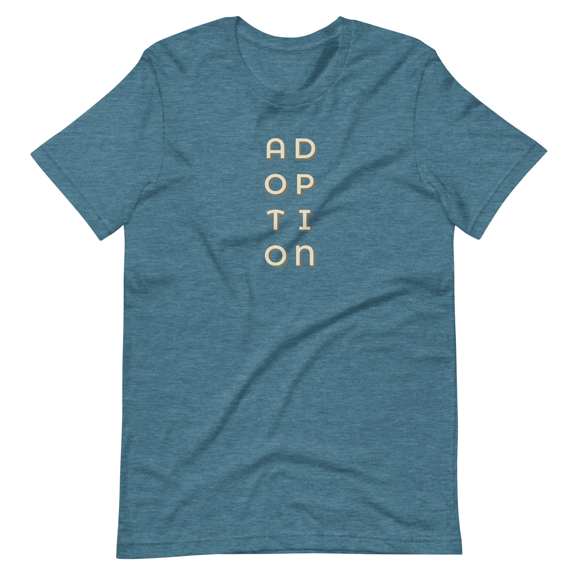 ADOPTION - vertical graphic on Unisex t-shirt - Adoption Stuff Store, Heather Deep Teal / S, T-shirt