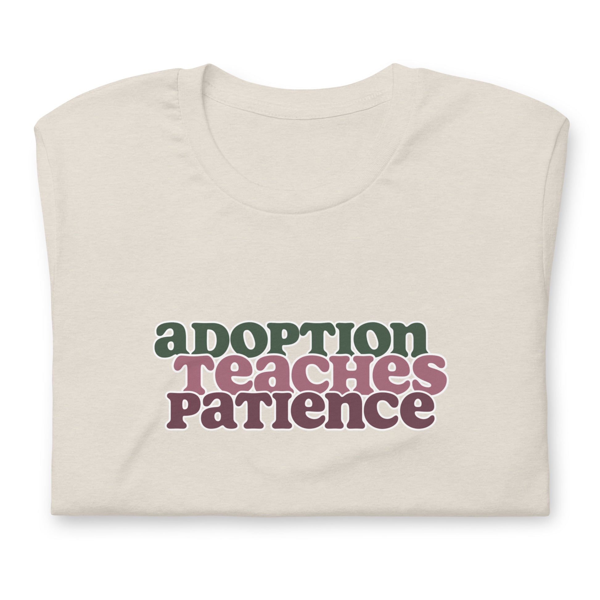 Adoption Teaches Patience - retro design on Unisex t-shirt - Adoption Stuff Store