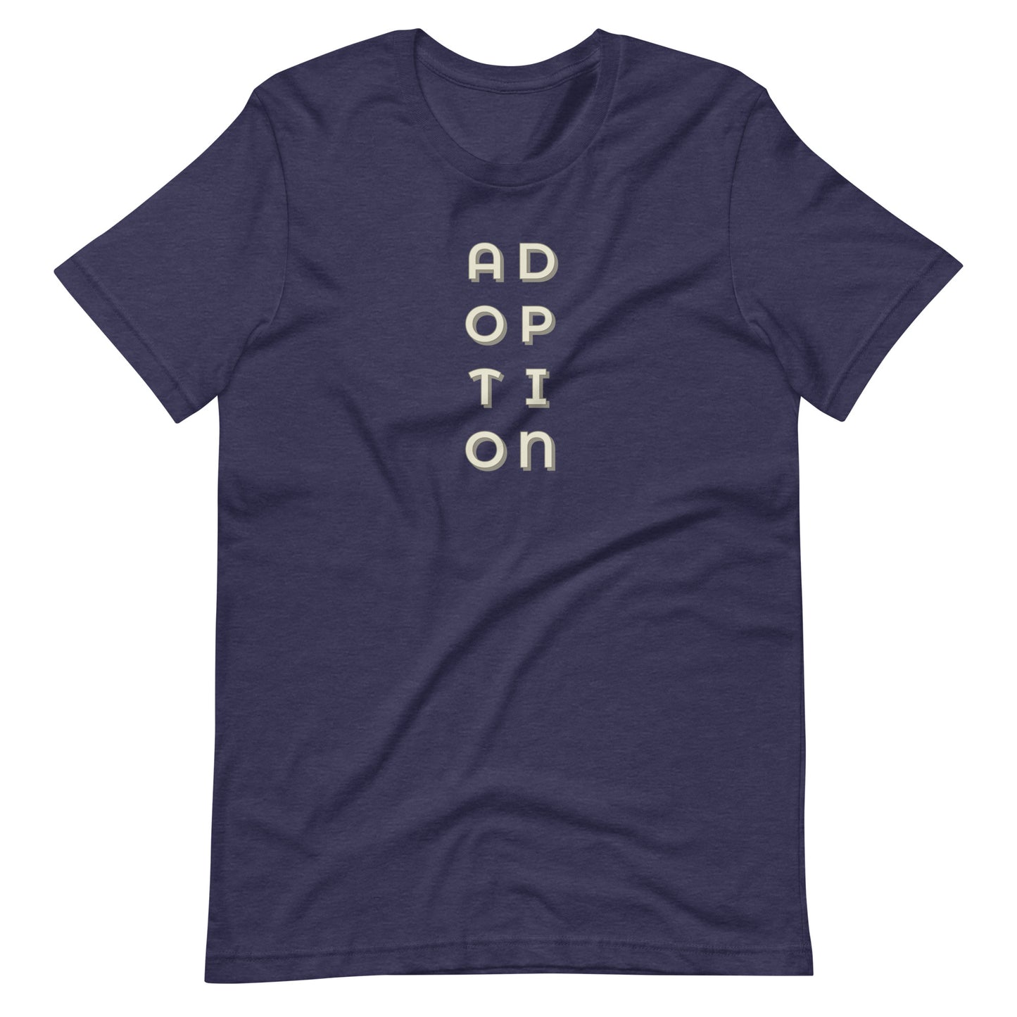 ADOPTION - vertical graphic on Unisex t-shirt - Adoption Stuff Store, Heather Midnight Navy / XS, T-shirt