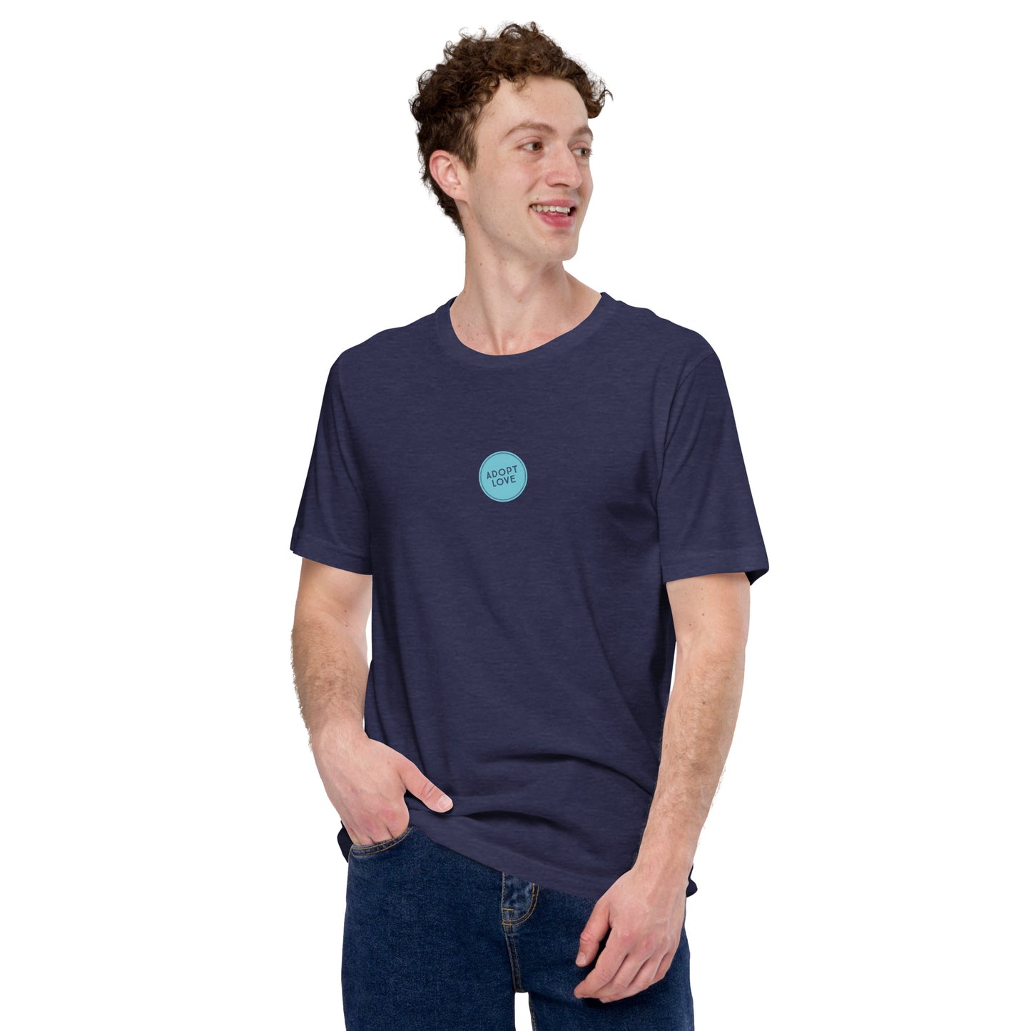 ADOPT LOVE - blue circle design on Unisex t-shirt - Adoption Stuff Store, , T-shirt