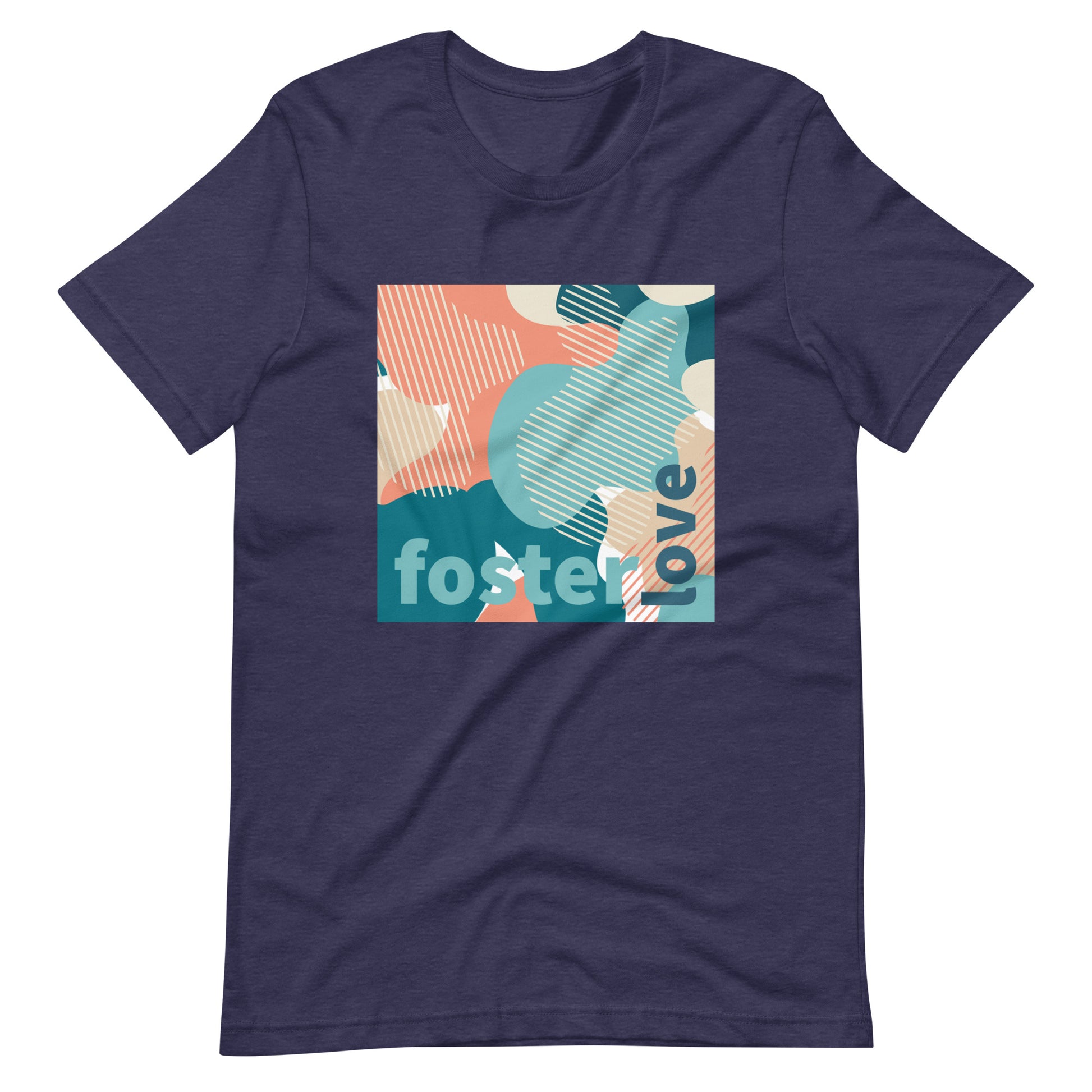 Foster Love - camo design unisex t-shirt - Adoption Stuff Store, Heather Midnight Navy / XS, T-shirt