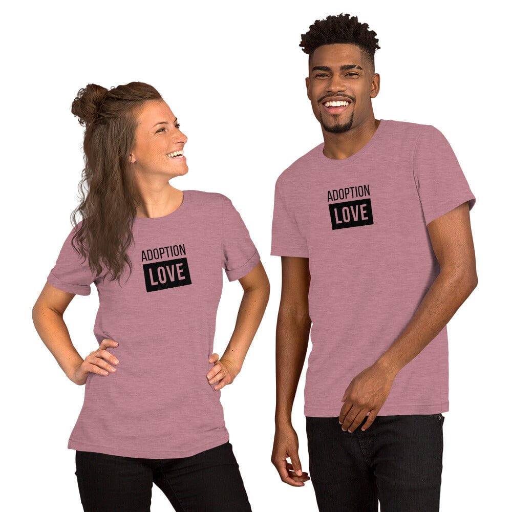 ADOPTION LOVE - simple block design on a Unisex t-shirt T-shirt Adoption Stuff Store 