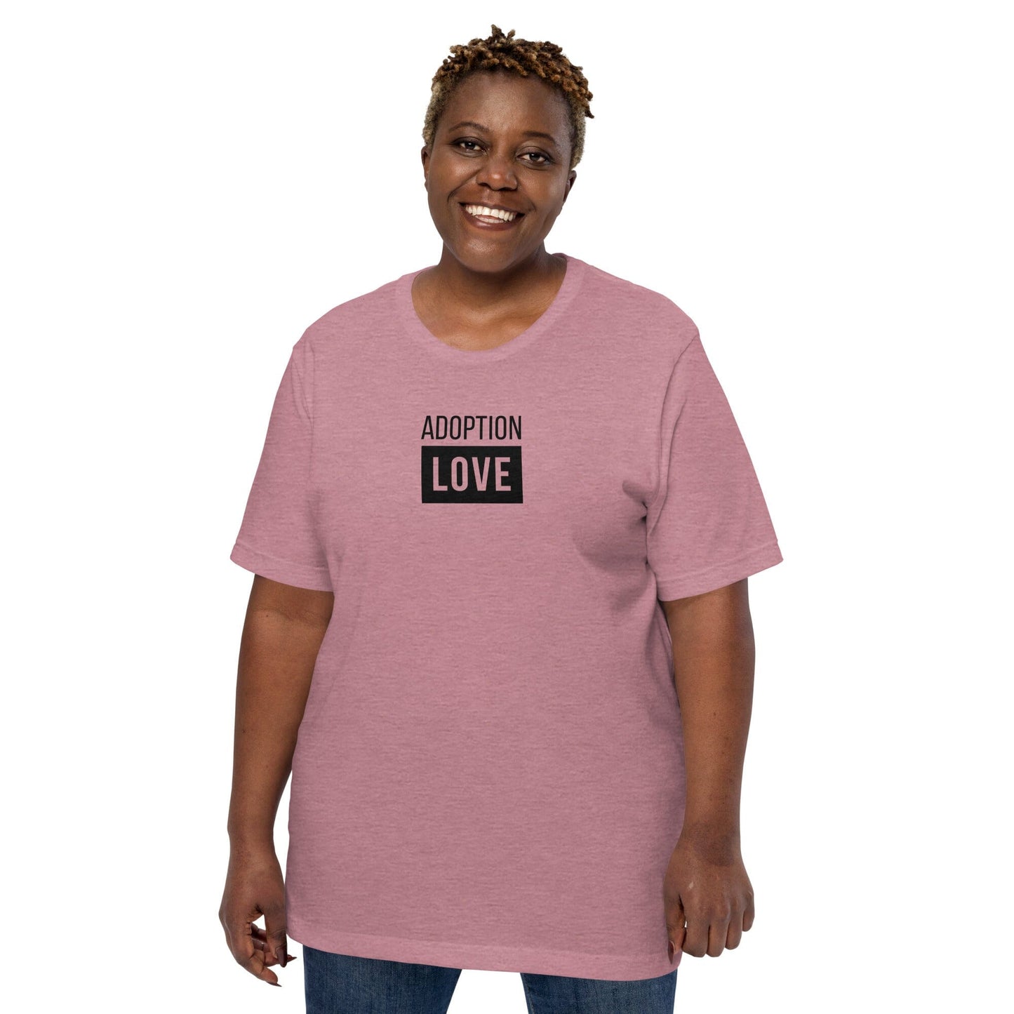 ADOPTION LOVE - simple block design on a Unisex t-shirt T-shirt Adoption Stuff Store 