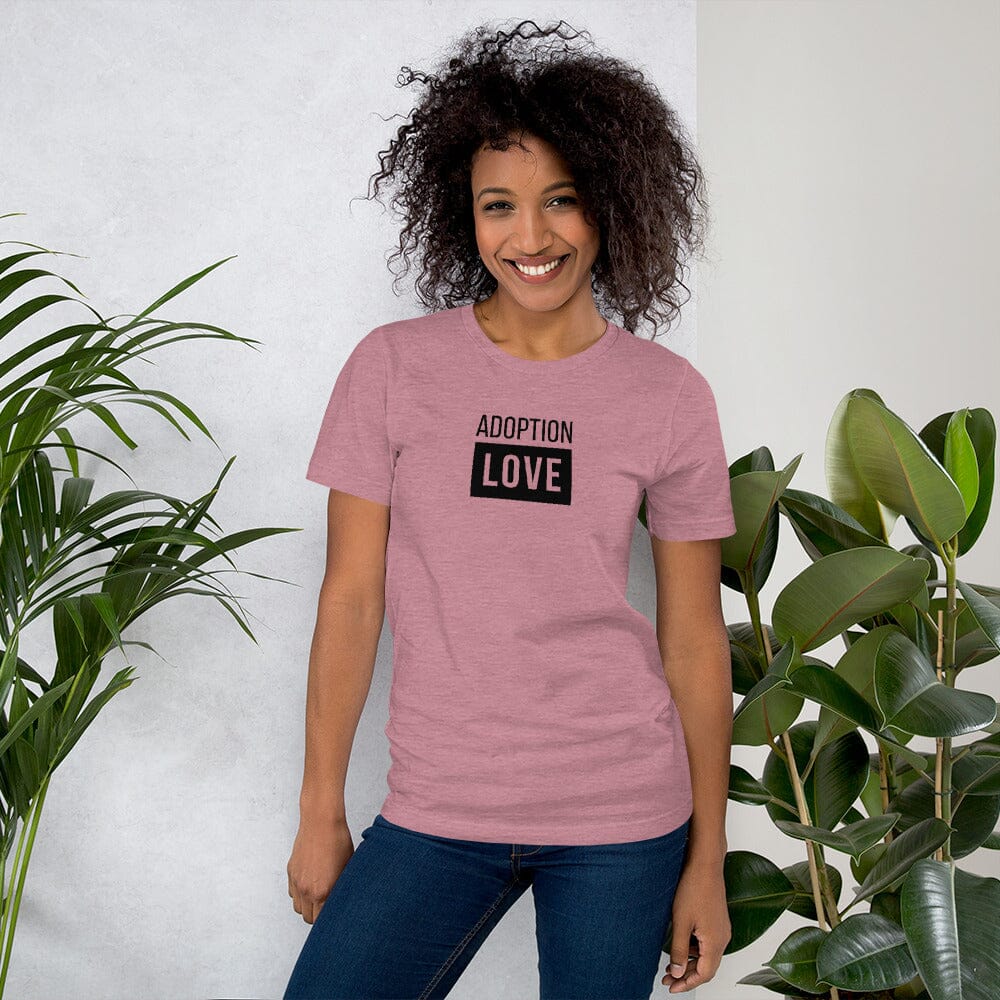 ADOPTION LOVE - simple block design on a Unisex t-shirt T-shirt Adoption Stuff Store 