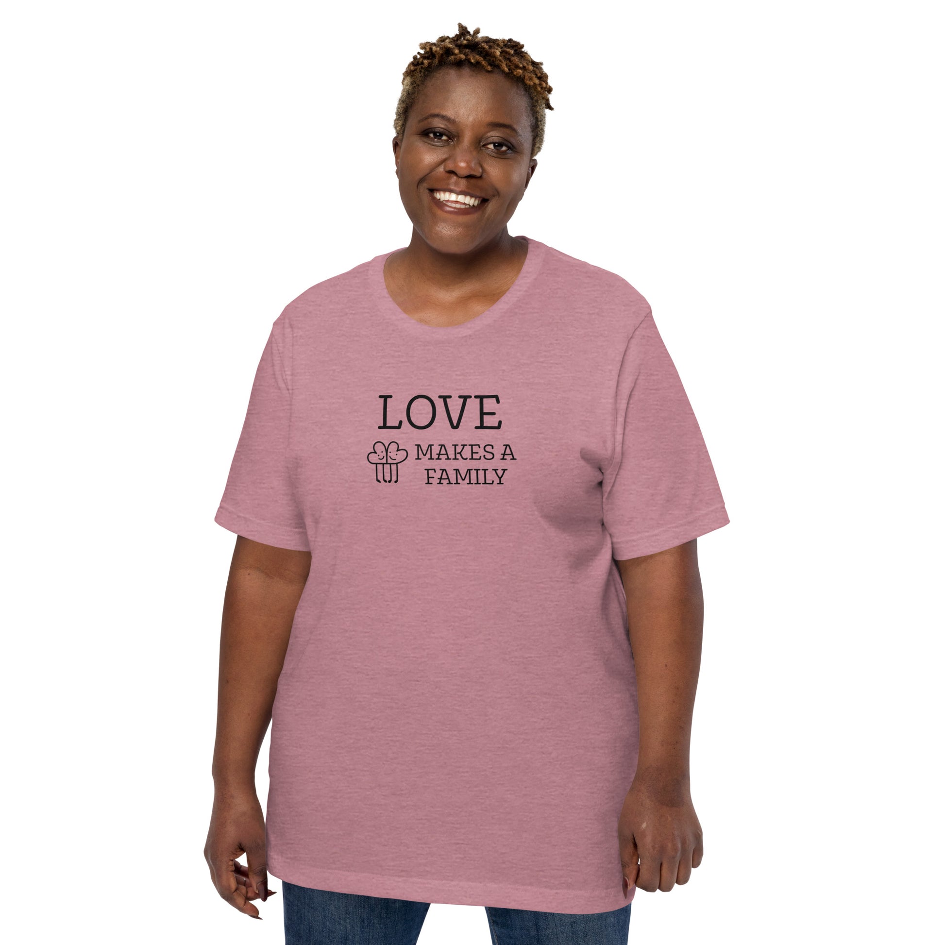 LOVE MAKES A FAMILY - heart graphic - Unisex t-shirt - Adoption Stuff Store