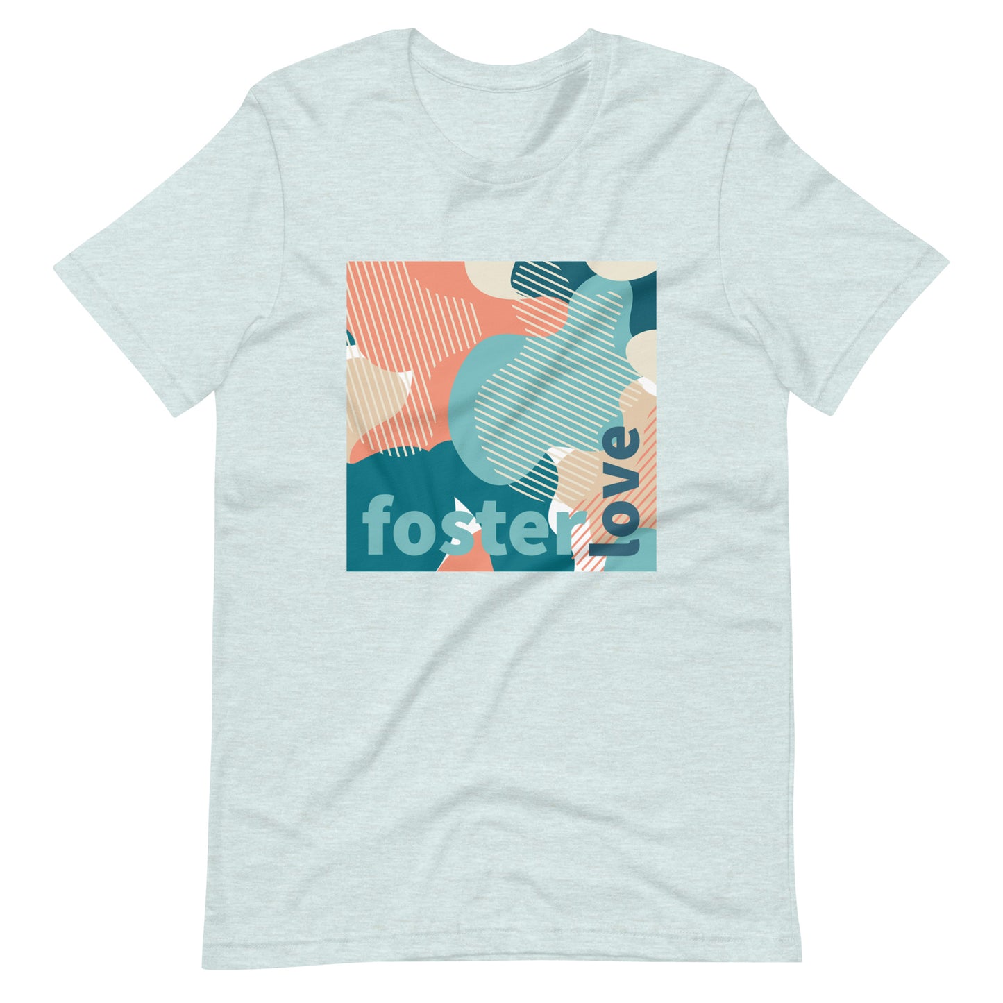 Foster Love - camo design unisex t-shirt - Adoption Stuff Store, Heather Prism Ice Blue / XS, T-shirt