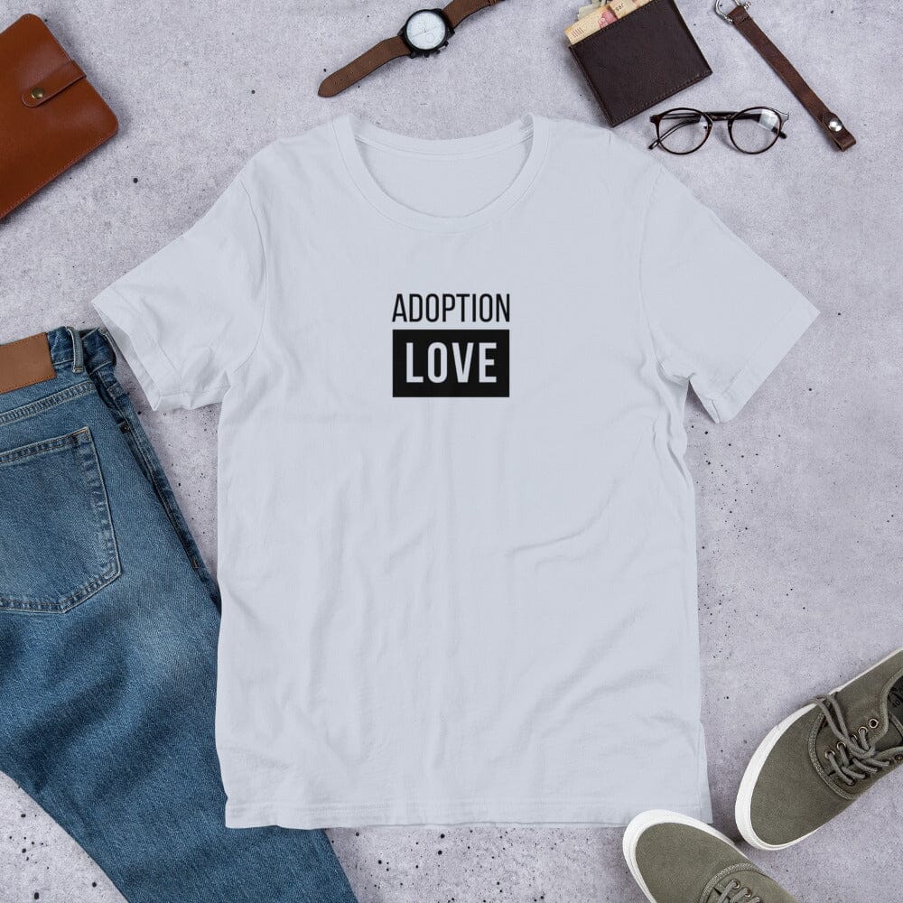 ADOPTION LOVE - simple block design on a Unisex t-shirt T-shirt Adoption Stuff Store Light Blue XS 