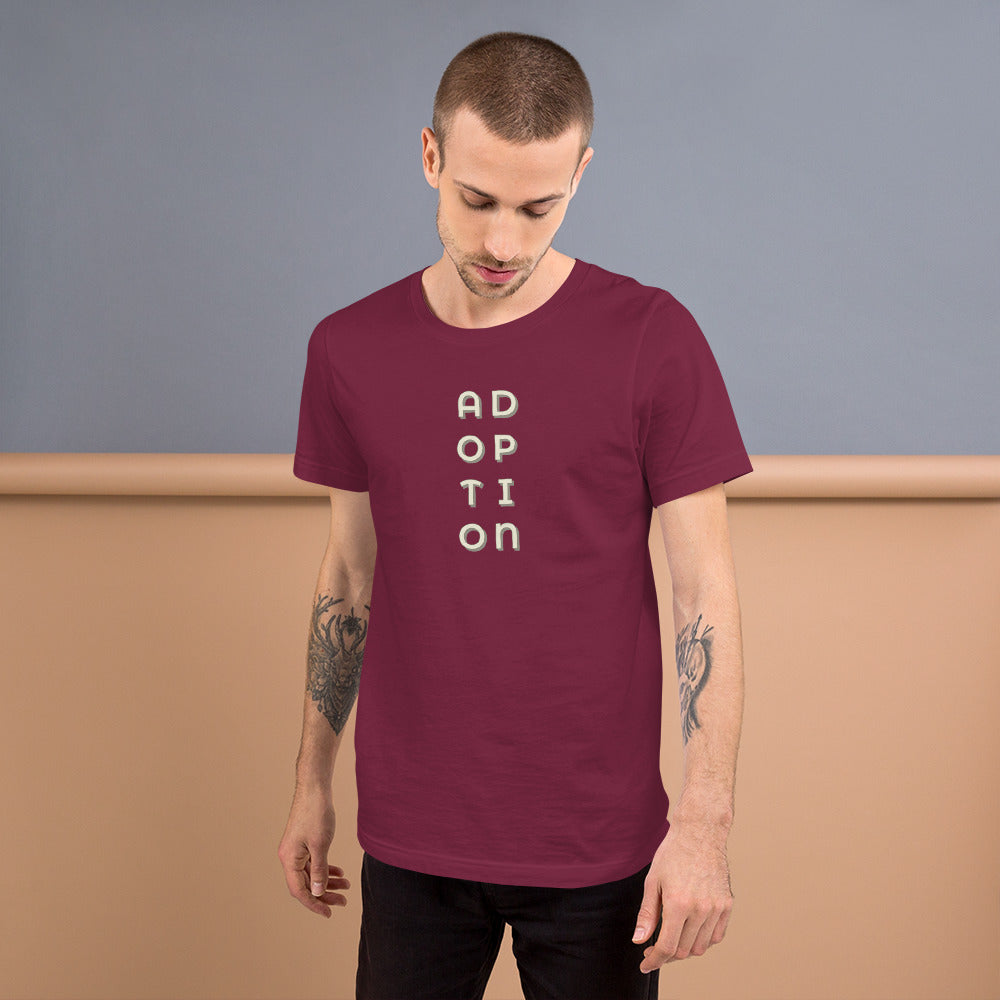 ADOPTION - vertical graphic on Unisex t-shirt - Adoption Stuff Store, , T-shirt