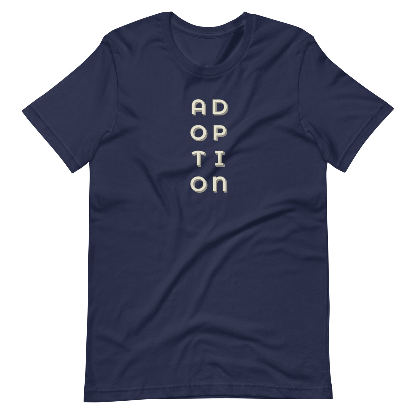 ADOPTION - vertical graphic on Unisex t-shirt - Adoption Stuff Store, Navy / XS, T-shirt