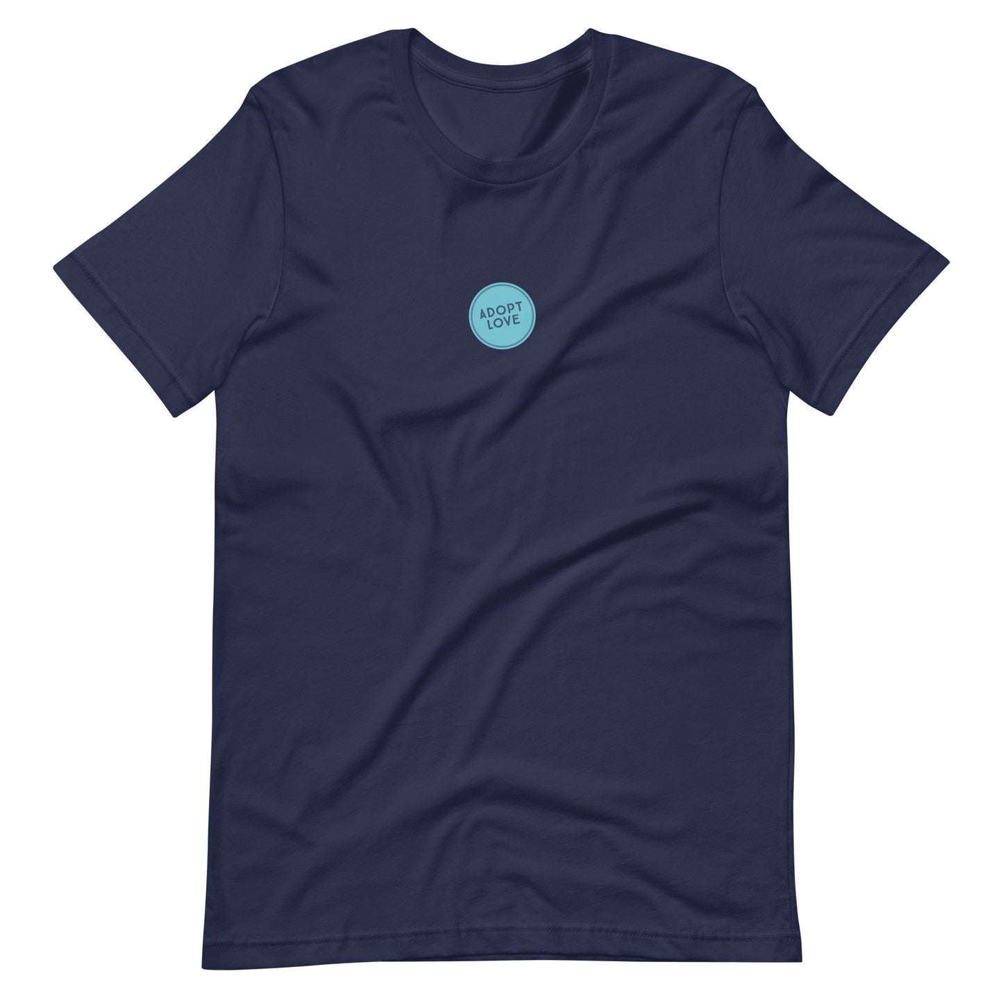 ADOPT LOVE - blue circle design on Unisex t-shirt - Adoption Stuff Store, Navy / XS, T-shirt