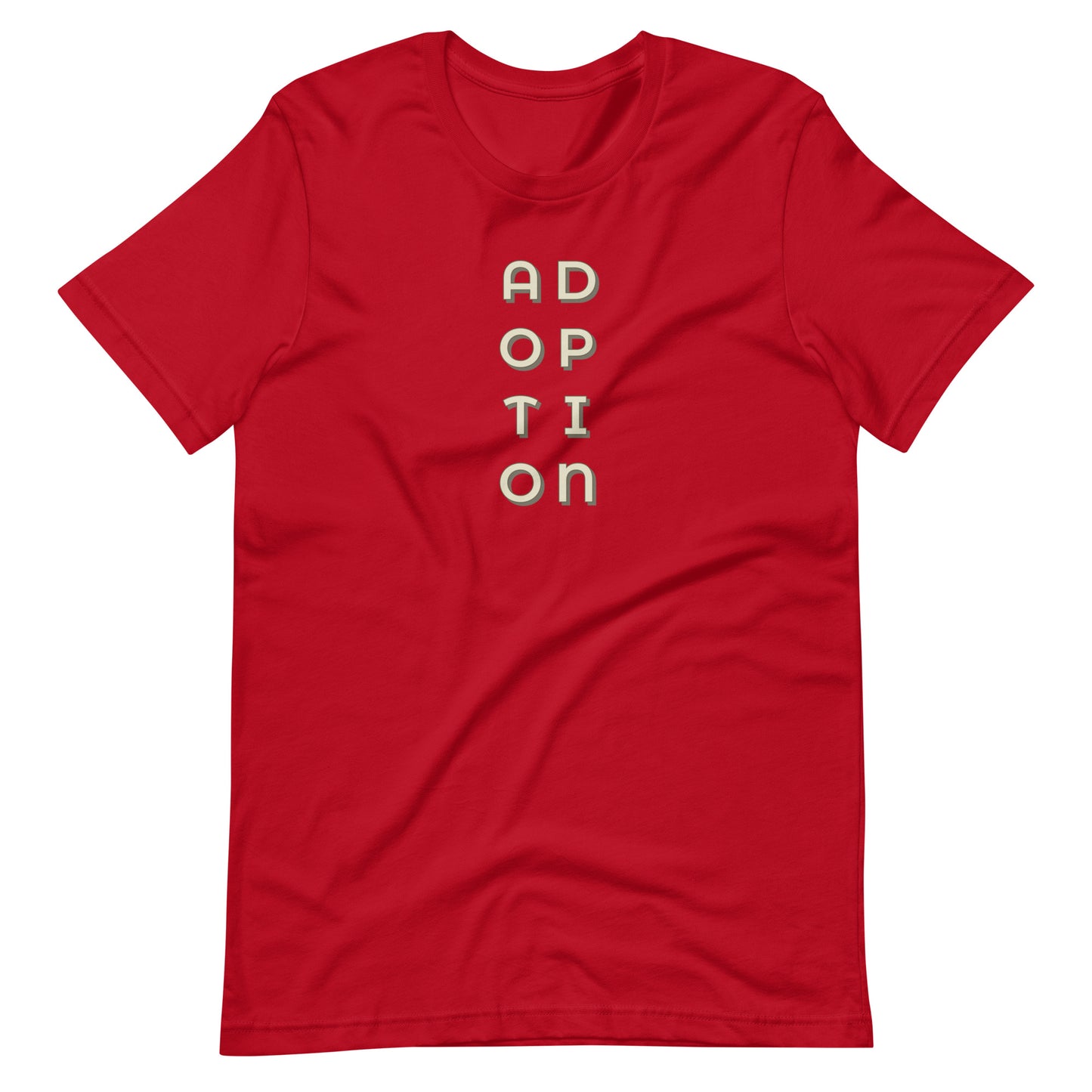 ADOPTION - vertical graphic on Unisex t-shirt - Adoption Stuff Store, Red / XS, T-shirt