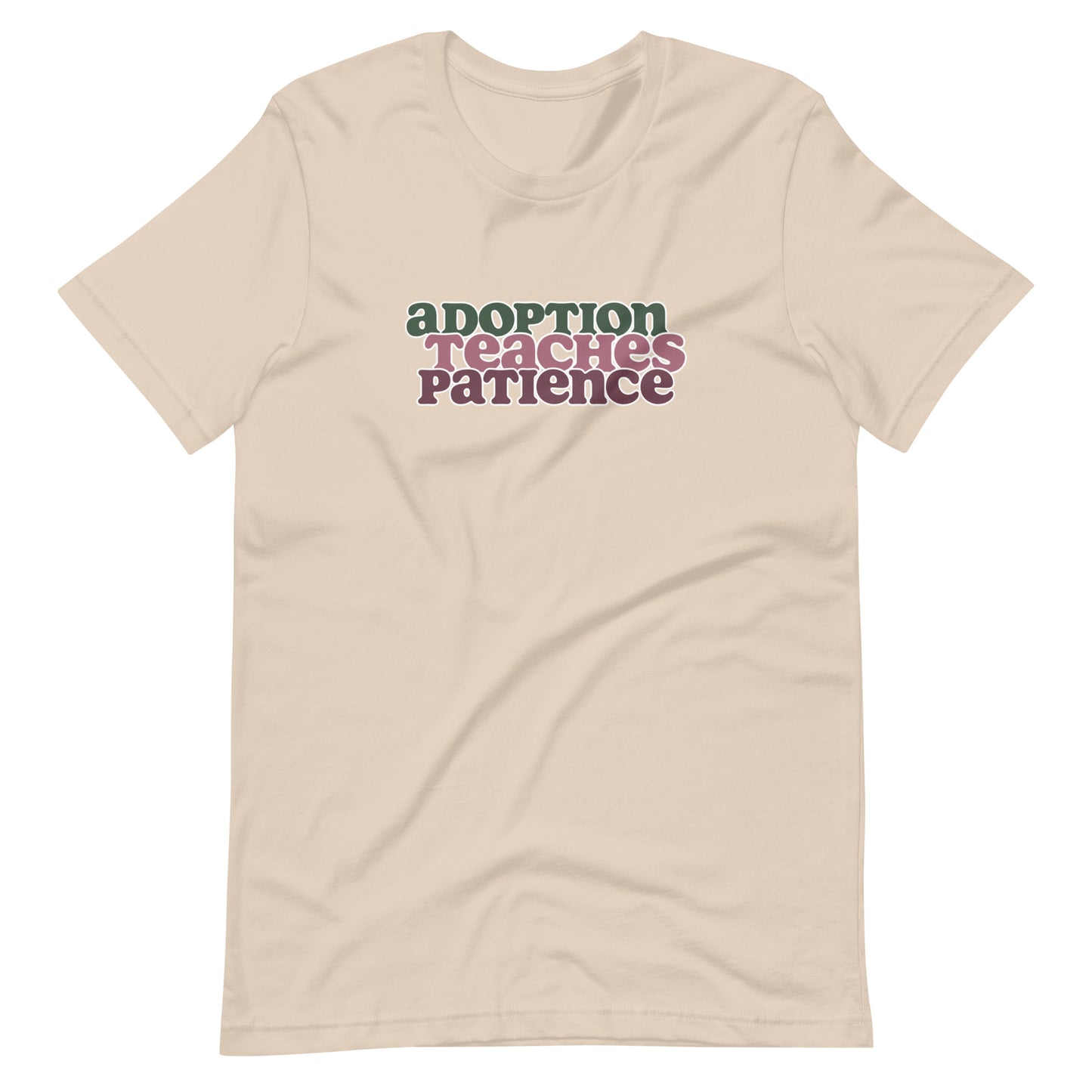 Adoption Teaches Patience - retro design on Unisex t-shirt - Adoption Stuff Store