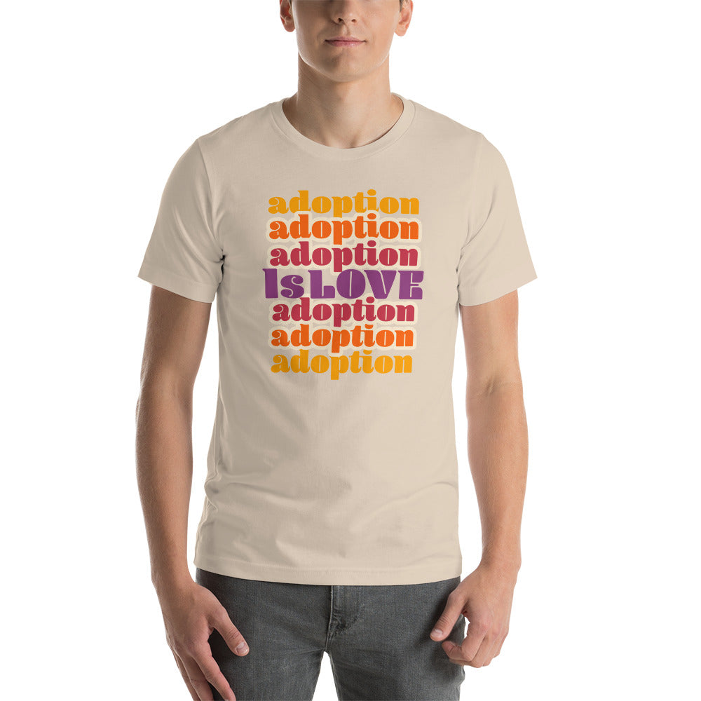 Adoption Is Love - retro design on a unisex t-shirt