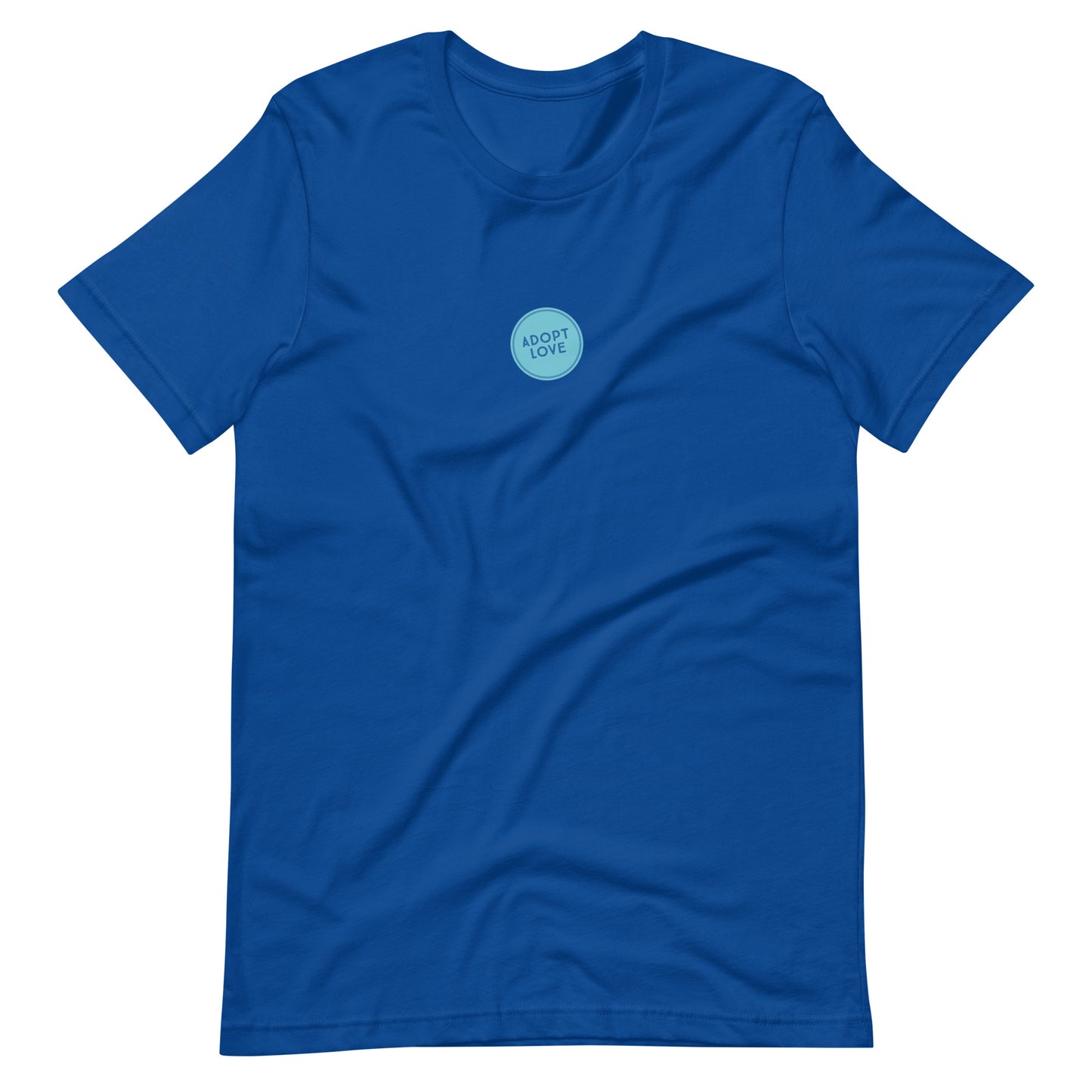 ADOPT LOVE - blue circle design on Unisex t-shirt - Adoption Stuff Store, True Royal / S, T-shirt