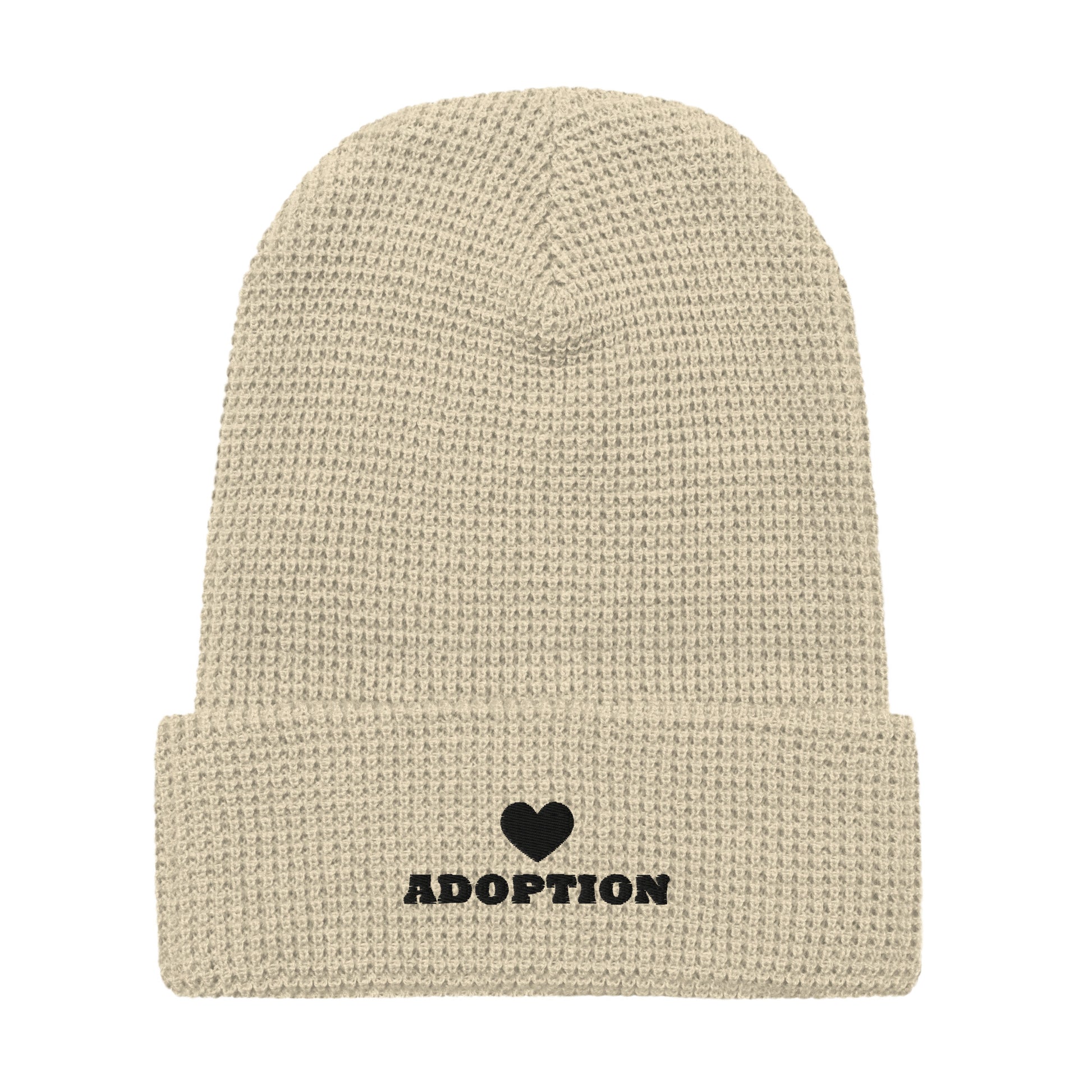 ADOPTION (heart) - Waffle beanie - Adoption Stuff Store, Birch, Hat