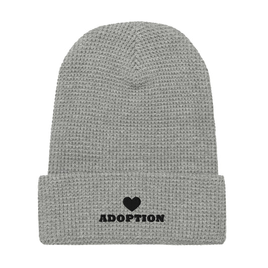 ADOPTION (heart) - Waffle beanie - Adoption Stuff Store, Heather Grey, Hat