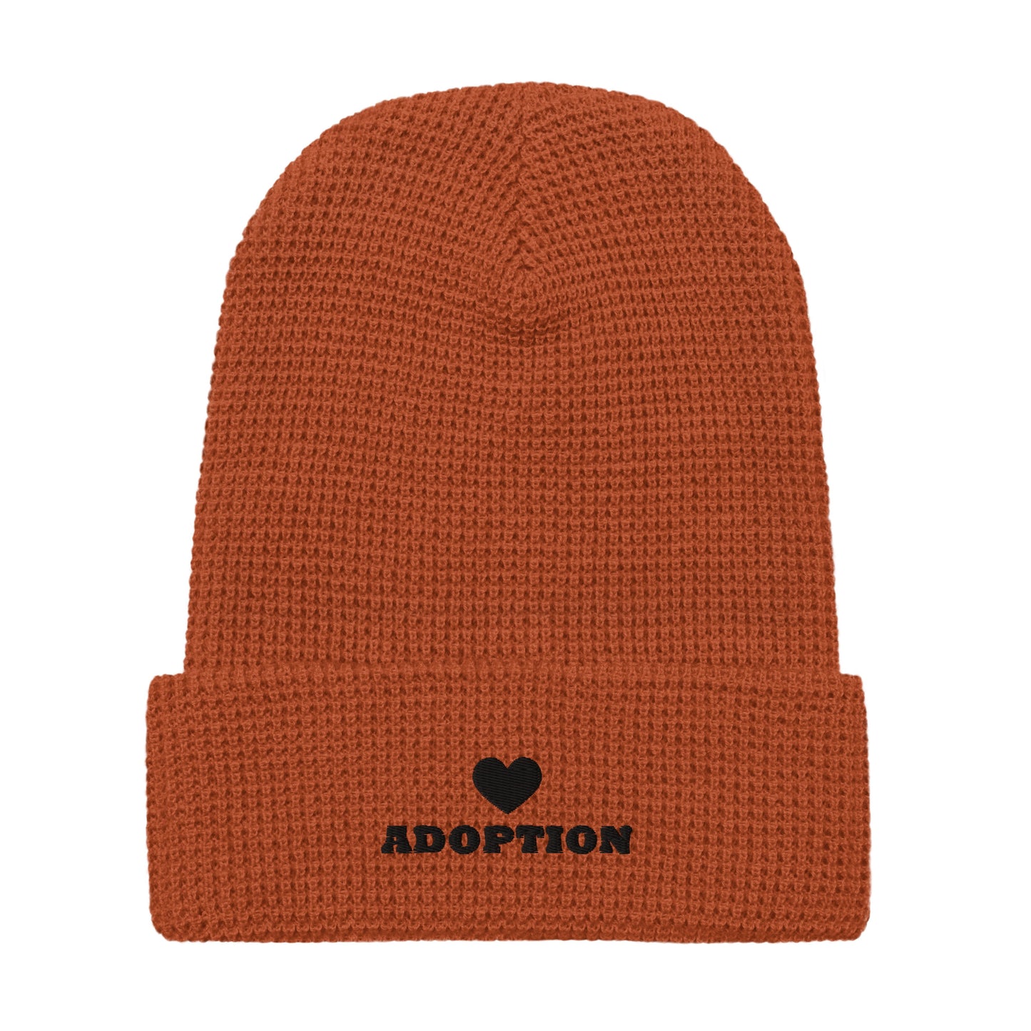 ADOPTION (heart) - Waffle beanie - Adoption Stuff Store, Rust, Hat