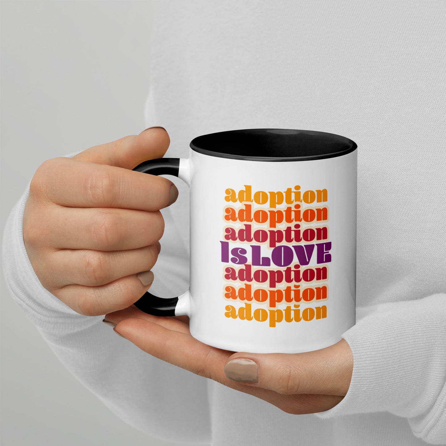 Adoption Stuff Store mug - Love makes a family - adoption and foster care themed items - Adoption is Love