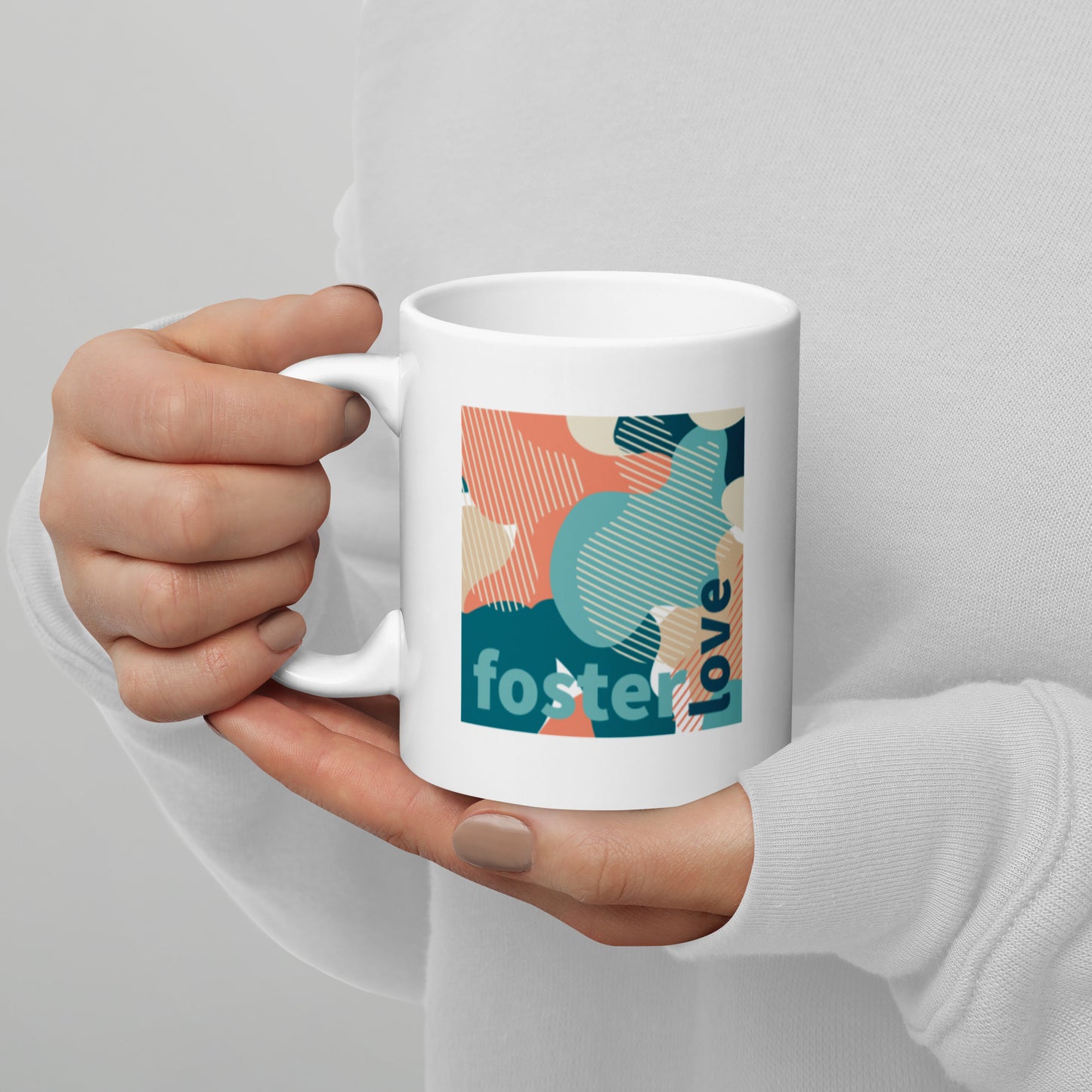 Foster Love - camo design on white glossy mug - Adoption Stuff Store, 11oz, Mug