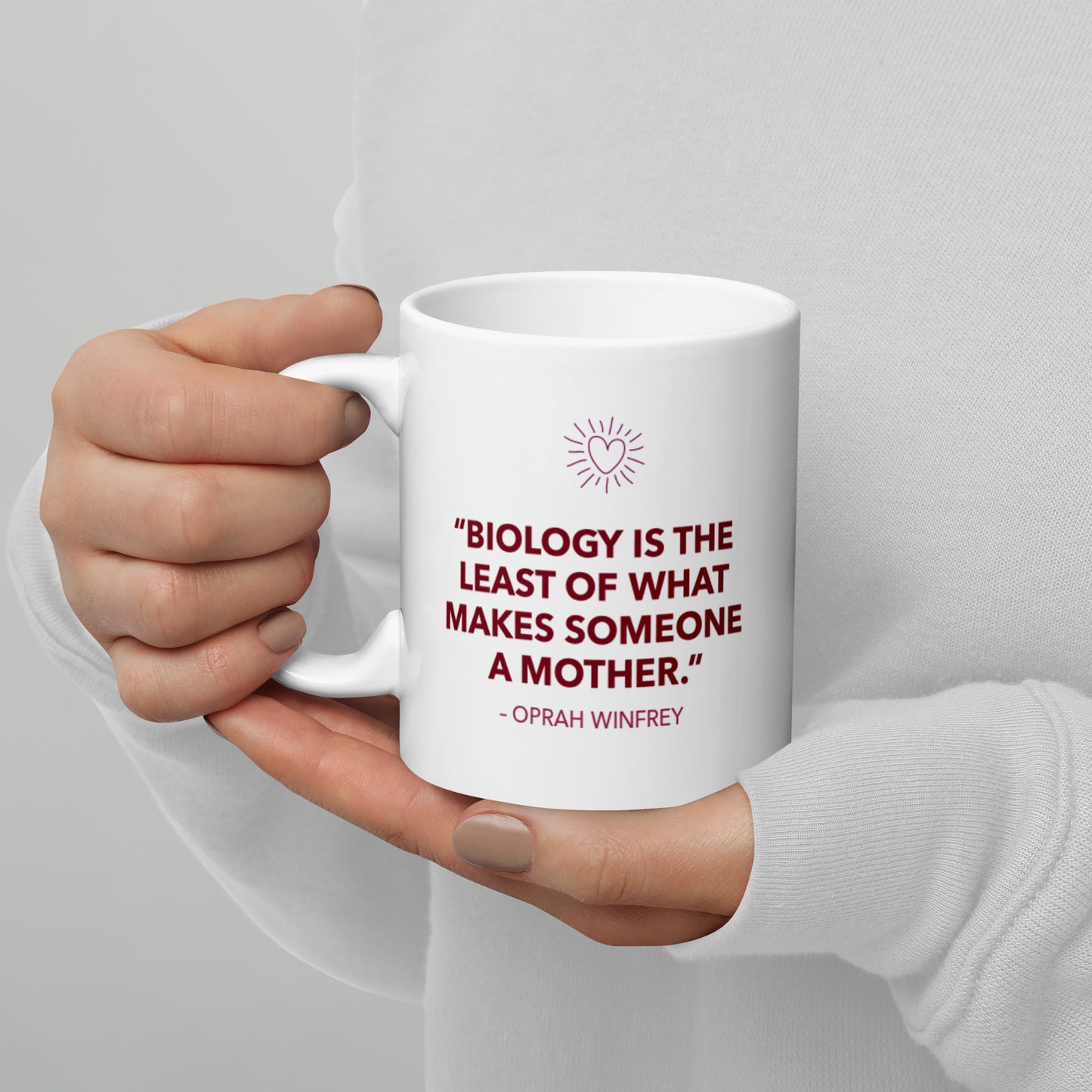 "Biology is the least..." - Adoption quote on White glossy mug - Adoption Stuff Store