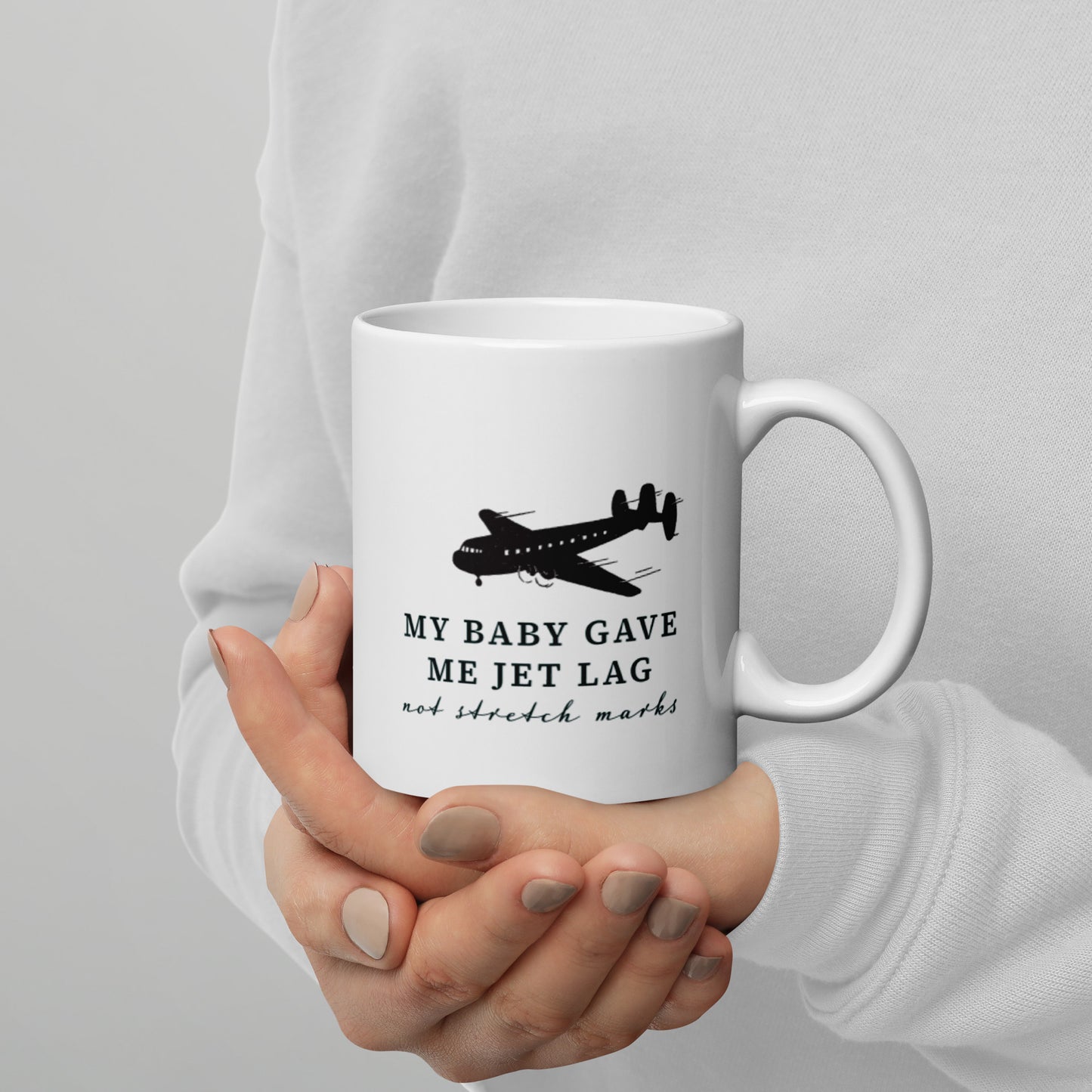 My Baby Gave Me Jet Lag - funny White glossy mug - Adoption Stuff Store - adoption and foster care gifts