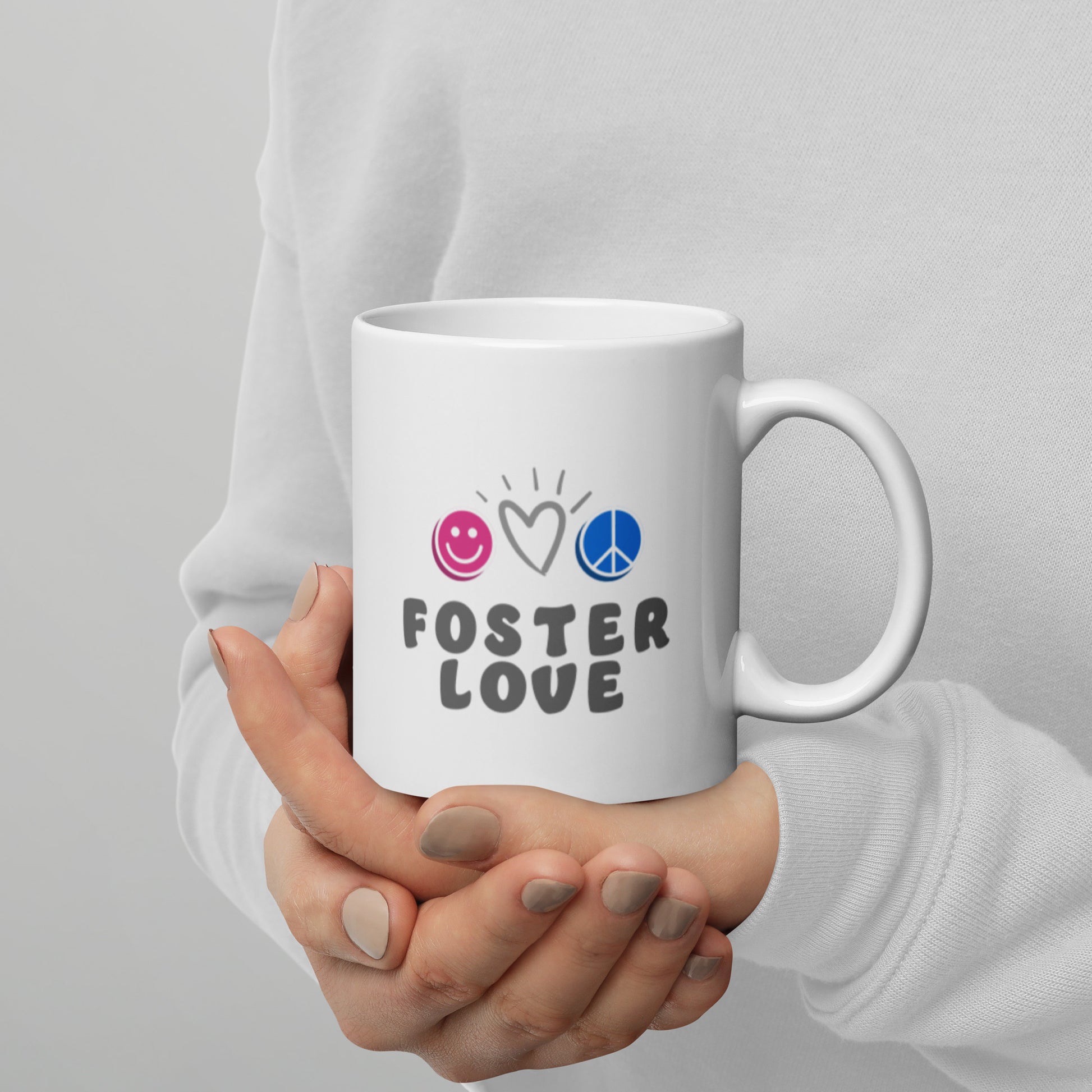 FOSTER LOVE - retro vibe White glossy mug - Adoption Stuff Store, , Mug