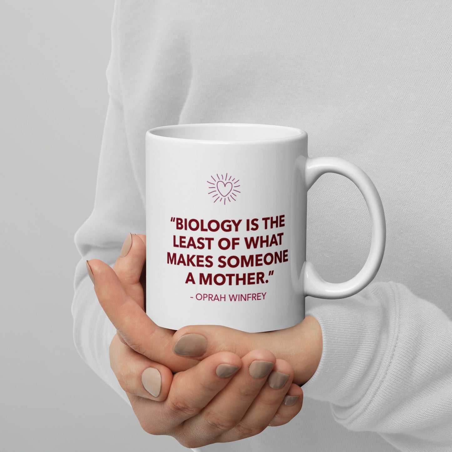 "Biology is the least..." - Adoption quote on White glossy mug - Adoption Stuff Store