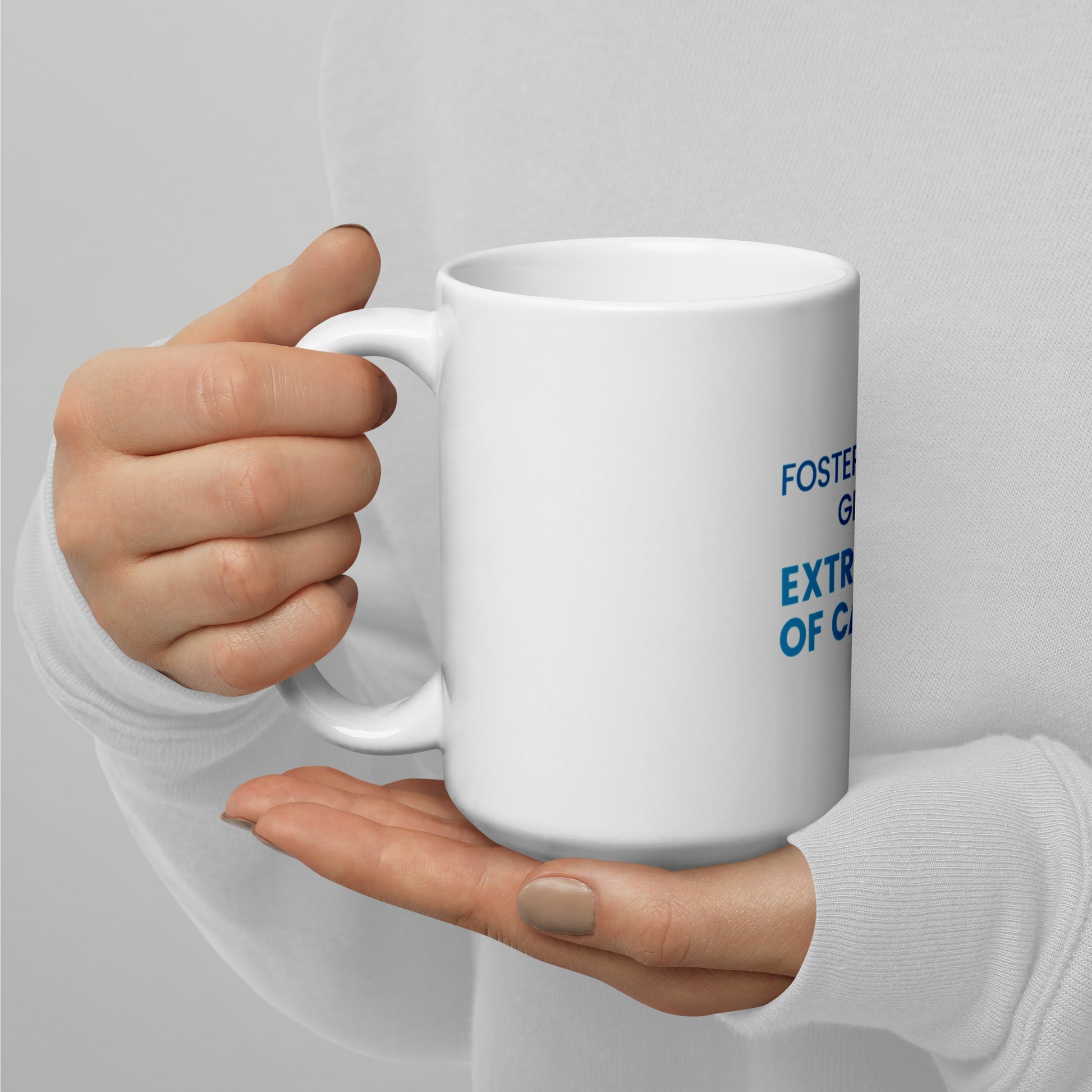 Foster Parents Get an EXTRA SHOT of caffeine - White glossy mug - Adoption Stuff Store