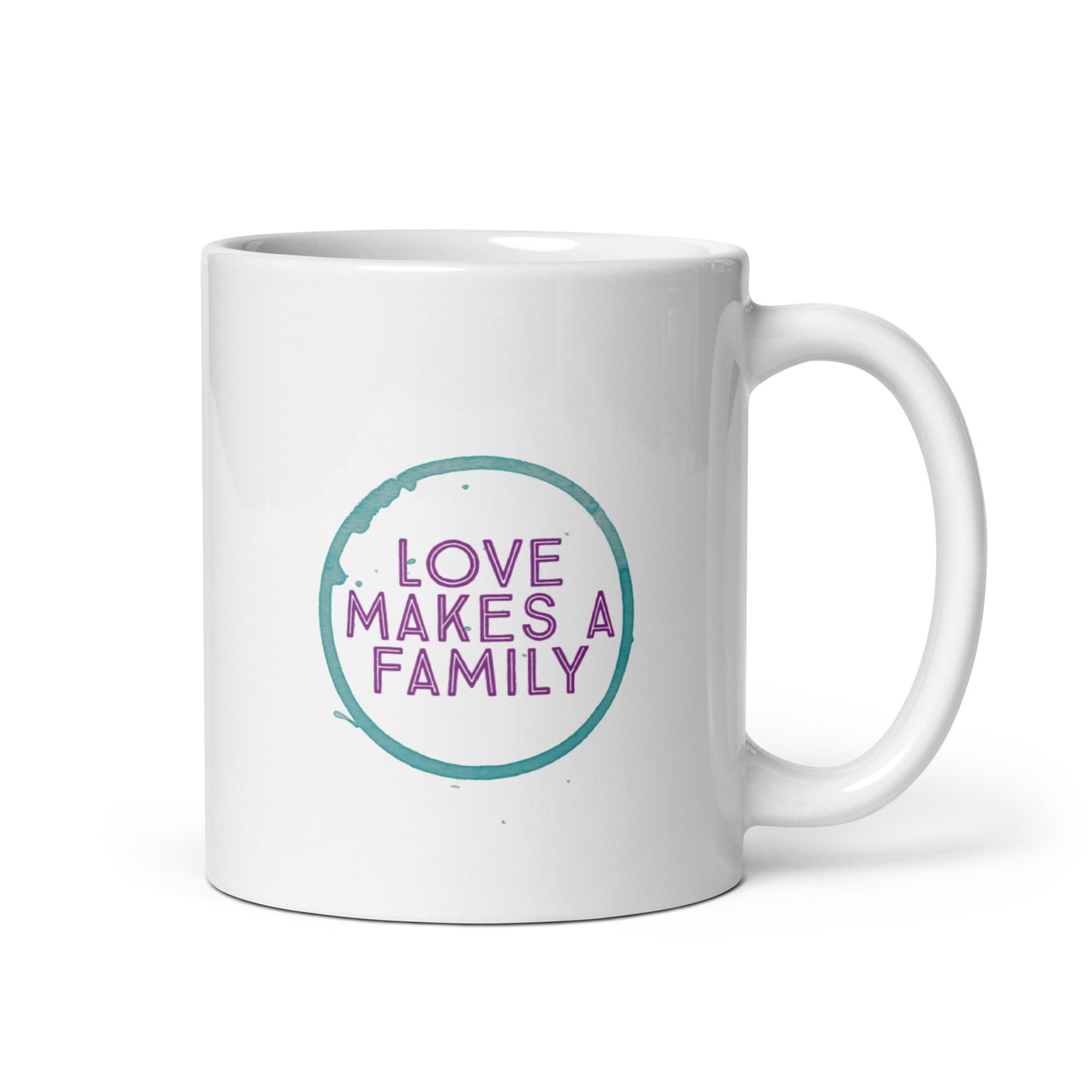 Love Makes A Family - White glossy mug