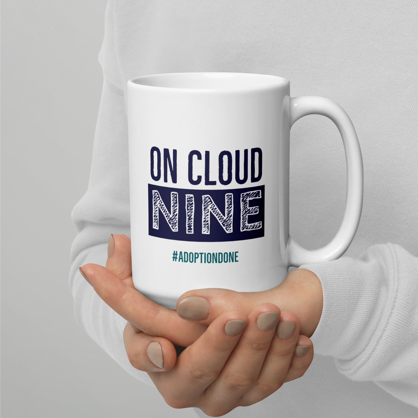 On Cloud Nine #AdoptionDone - White glossy mug