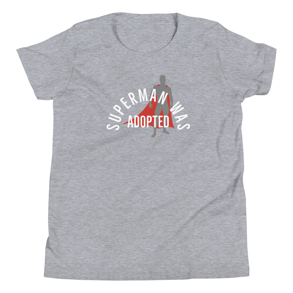 Superman was Adopted - Youth Short Sleeve T-Shirt - Adoption Stuff Store, Athletic Heather / S, Youth Tshirt