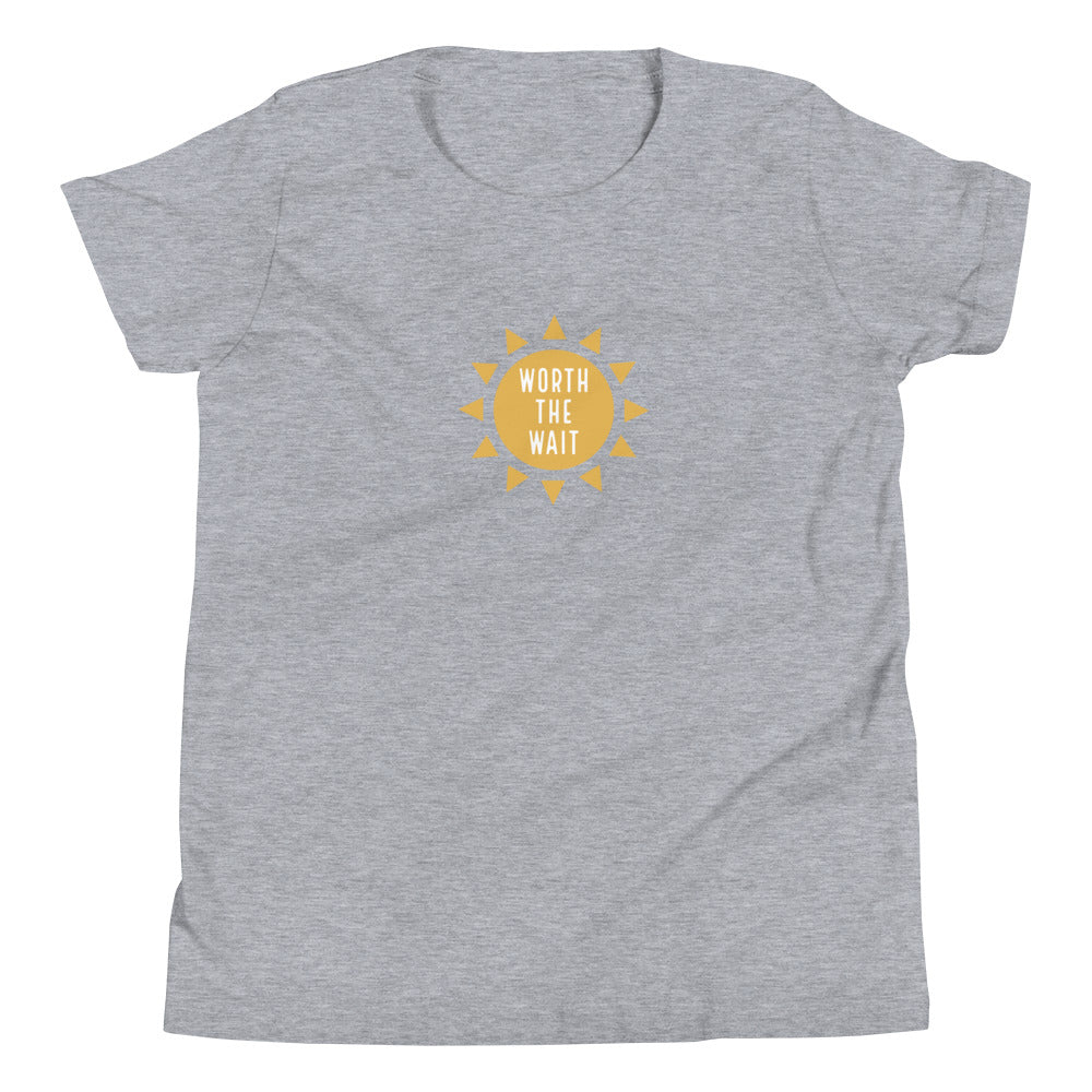 WORTH THE WAIT - Youth Short Sleeve T-Shirt - Adoption Stuff Store, Athletic Heather / S, Kids clothes