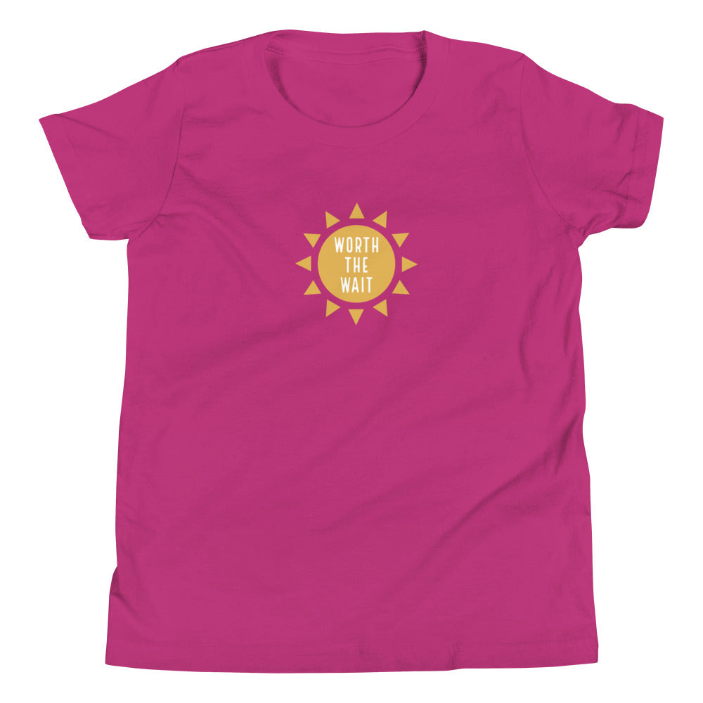 WORTH THE WAIT - Youth Short Sleeve T-Shirt - Adoption Stuff Store, Berry / S, Kids clothes