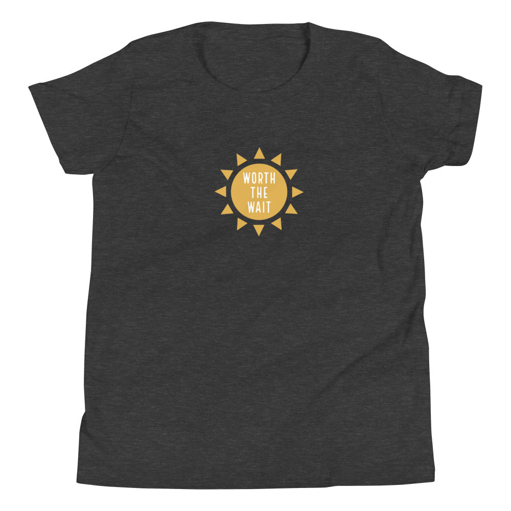 WORTH THE WAIT - Youth Short Sleeve T-Shirt - Adoption Stuff Store, Dark Grey Heather / S, Kids clothes