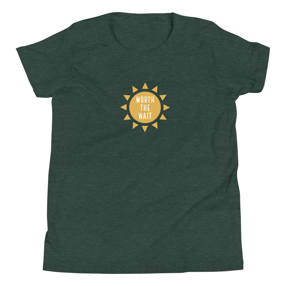 WORTH THE WAIT - Youth Short Sleeve T-Shirt - Adoption Stuff Store, Heather Forest / S, Kids clothes