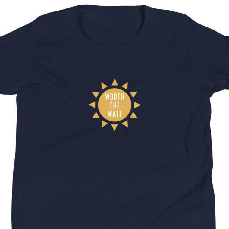 WORTH THE WAIT - Youth Short Sleeve T-Shirt - Adoption Stuff Store, Navy / S, Kids clothes