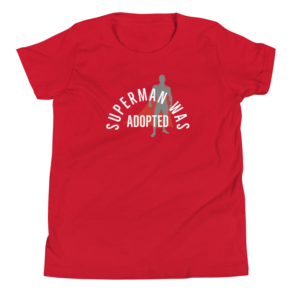 Superman was Adopted - Youth Short Sleeve T-Shirt - Adoption Stuff Store, Red / S, Youth Tshirt