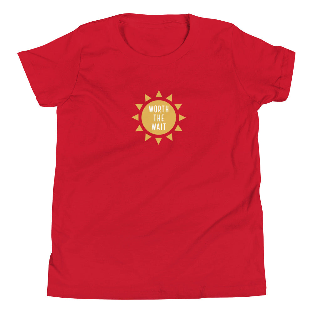 WORTH THE WAIT - Youth Short Sleeve T-Shirt - Adoption Stuff Store, Red / S, Kids clothes