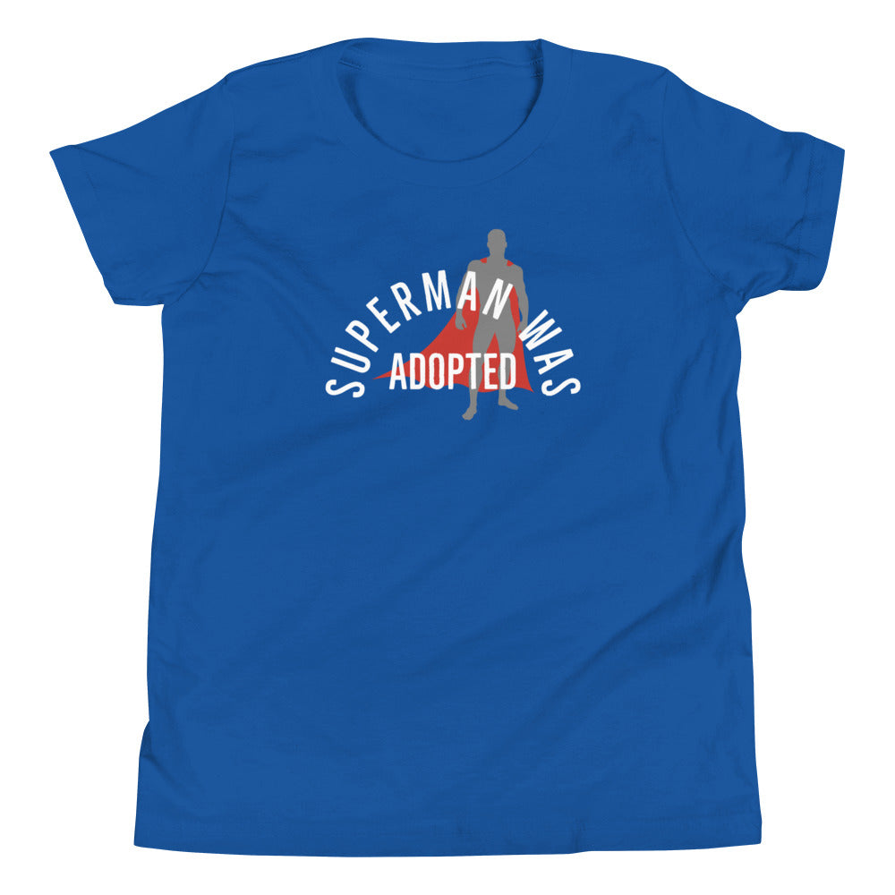 Superman was Adopted - Youth Short Sleeve T-Shirt - Adoption Stuff Store, True Royal / S, Youth Tshirt