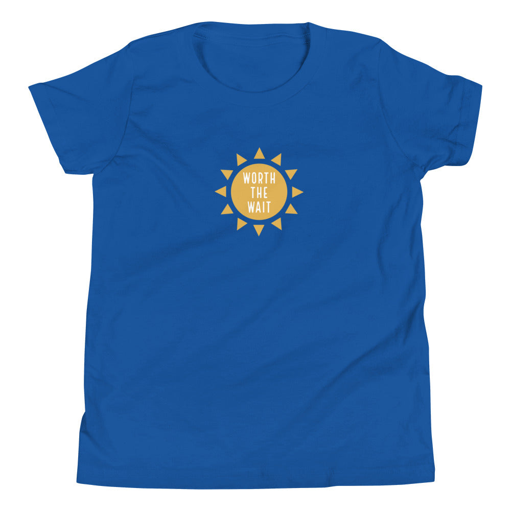 WORTH THE WAIT - Youth Short Sleeve T-Shirt - Adoption Stuff Store, True Royal / S, Kids clothes